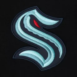 Men Mitchell & Ness Hoodies & Sweatshirts-Team First Satin Fleece Crew Current Logo Seattle Kraken