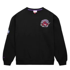 Men Mitchell & Ness Hoodies & Sweatshirts-Team First Satin Fleece Crew Toronto Raptors