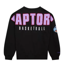 Men Mitchell & Ness Hoodies & Sweatshirts-Team First Satin Fleece Crew Toronto Raptors
