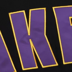 Men Mitchell & Ness Hoodies & Sweatshirts-Team First Satin Fleece Crew Los Angeles Lakers