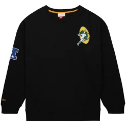 Men Mitchell & Ness Hoodies & Sweatshirts-Team First Satin Fleece Crew Green Bay Packers