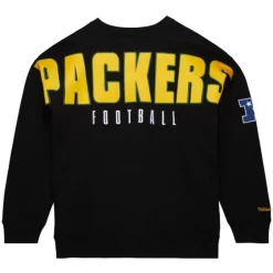 Men Mitchell & Ness Hoodies & Sweatshirts-Team First Satin Fleece Crew Green Bay Packers
