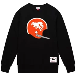 Men Mitchell & Ness Hoodies & Sweatshirts-Team Helmet 2 Crew Denver Broncos