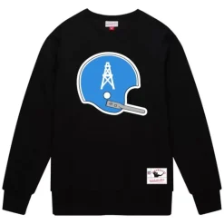 Men Mitchell & Ness Hoodies & Sweatshirts-Team Helmet 2 Crew Houston Oilers