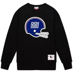 Men Mitchell & Ness Hoodies & Sweatshirts-Team Helmet 2 Crew New York Giants