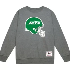 Men Mitchell & Ness Hoodies & Sweatshirts-Team Helmet 2 Crew New York Jets