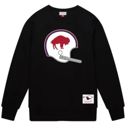 Men Mitchell & Ness Hoodies & Sweatshirts-Team Helmet Crew Buffalo Bills