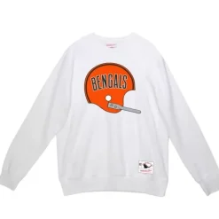 Men Mitchell & Ness Hoodies & Sweatshirts-Team Helmet Crew Cincinnati Bengals