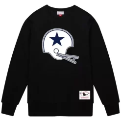 Men Mitchell & Ness Hoodies & Sweatshirts-Team Helmet Crew Dallas Cowboys