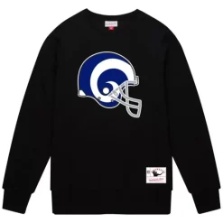Men Mitchell & Ness Hoodies & Sweatshirts-Team Helmet Crew Los Angeles Rams