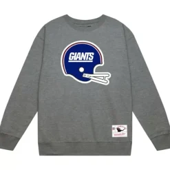 Men Mitchell & Ness Hoodies & Sweatshirts-Team Helmet Crew New York Giants