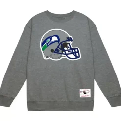 Men Mitchell & Ness Hoodies & Sweatshirts-Team Helmet Crew Seattle Seahawks