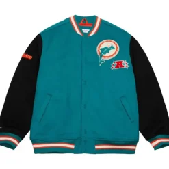 Men Mitchell & Ness Jackets & Outerwear-Team Legacy Varsity Jacket Miami Dolphins