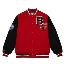 Men Mitchell & Ness Jackets & Outerwear-Team Legacy Varsity Jacket Chicago Bulls