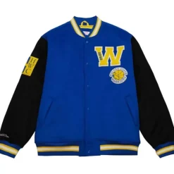 Men Mitchell & Ness Jackets & Outerwear-Team Legacy Varsity Jacket Golden State Warriors