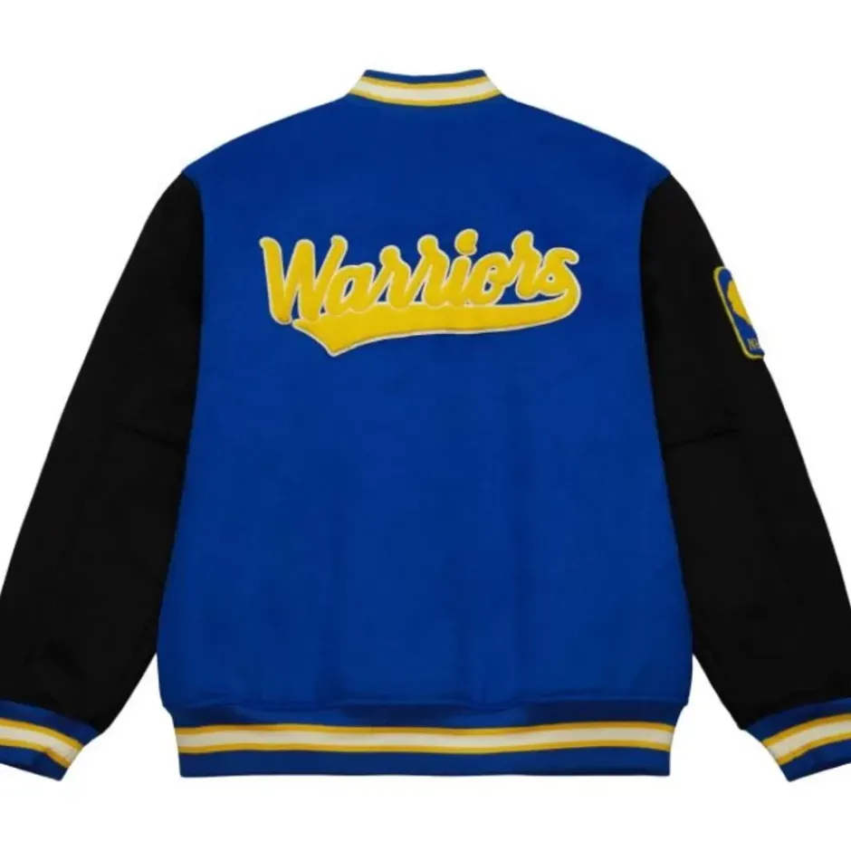 Men Mitchell & Ness Jackets & Outerwear-Team Legacy Varsity Jacket Golden State Warriors
