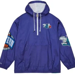 Men Mitchell & Ness Jackets & Outerwear-Team Og 2.0 Anorak Windbreaker Charlotte Hornets