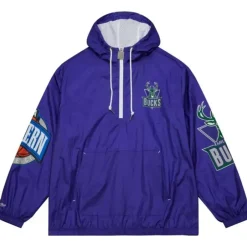 Men Mitchell & Ness Jackets & Outerwear-Team Og 2.0 Anorak Windbreaker Milwaukee Bucks