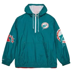 Men Mitchell & Ness Jackets & Outerwear-Team Og 2.0 Anorak Windbreaker Miami Dolphins