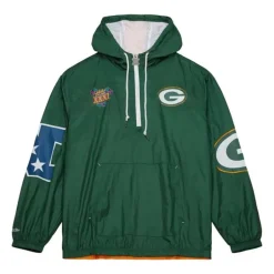 Men Mitchell & Ness Jackets & Outerwear-Team Og 2.0 Anorak Windbreaker Green Bay Packers