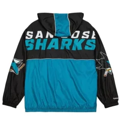 Men Mitchell & Ness Jackets & Outerwear-Team Og 2.0 Anorak Windbreaker San Jose Sharks
