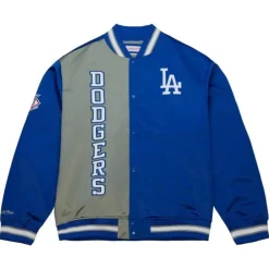 Men Mitchell & Ness Jackets & Outerwear-Team Og 2.0 Lightweight Satin Jacket Los Angeles Dodgers