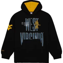 Men Mitchell & Ness Hoodies & Sweatshirts-Team Og Fleece Hoodie West Virginia University