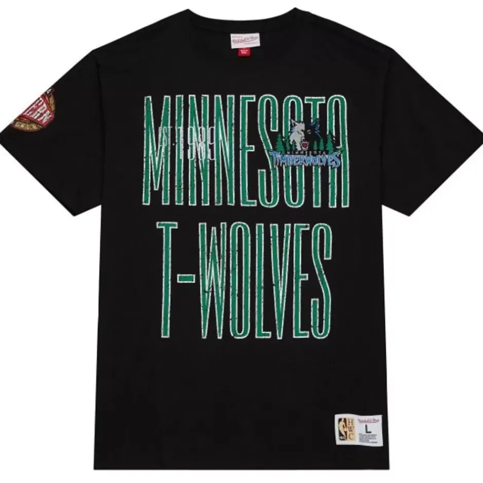 Men Mitchell & Ness T-Shirts & Tops-Team Og Premium Ss Tee Minnesota Timberwolves