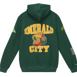 Men Mitchell & Ness Hoodies & Sweatshirts-Team Origins Fleece Hoody Seattle Supersonics