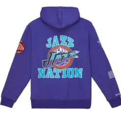 Men Mitchell & Ness Hoodies & Sweatshirts-Team Origins Fleece Hoody Utah Jazz