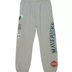 Men Mitchell & Ness Pants-Team Origins Fleece Pant Dallas Mavericks