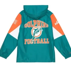 Men Mitchell & Ness Jackets & Outerwear-Team Origins Pullover Anorak Miami Dolphins