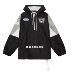 Men Mitchell & Ness Jackets & Outerwear-Team Origins Pullover Anorak Oakland Raiders