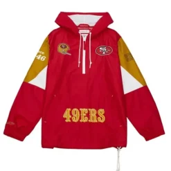 Men Mitchell & Ness Jackets & Outerwear-Team Origins Pullover Anorak San Francisco 49Ers