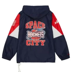 Men Mitchell & Ness Jackets & Outerwear-Team Origins Pullover Anorak Houston Rockets