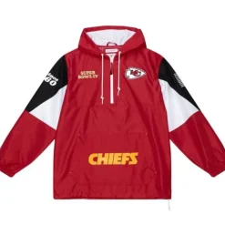 Men Mitchell & Ness Jackets & Outerwear-Team Origins Pullover Anorak Kansas City Chiefs