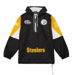 Men Mitchell & Ness Jackets & Outerwear-Team Origins Pullover Anorak Pittsburgh Steelers