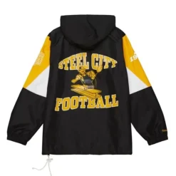 Men Mitchell & Ness Jackets & Outerwear-Team Origins Pullover Anorak Pittsburgh Steelers