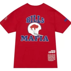 Men Mitchell & Ness T-Shirts & Tops-Team Origins S/S Top Buffalo Bills