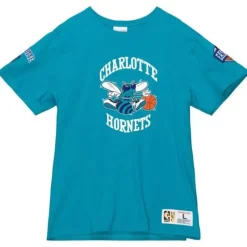 Men Mitchell & Ness T-Shirts & Tops-Team Origins S/S Top Charlotte Hornets