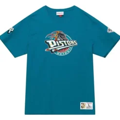 Men Mitchell & Ness T-Shirts & Tops-Team Origins S/S Top Detroit Pistons