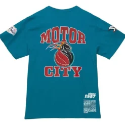 Men Mitchell & Ness T-Shirts & Tops-Team Origins S/S Top Detroit Pistons