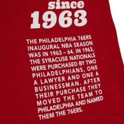 Men Mitchell & Ness T-Shirts & Tops-Team Origins S/S Top Philadelphia 76Ers