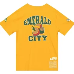 Men Mitchell & Ness T-Shirts & Tops-Team Origins S/S Top Seattle Supersonics