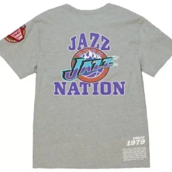 Men Mitchell & Ness T-Shirts & Tops-Team Origins S/S Top Utah Jazz