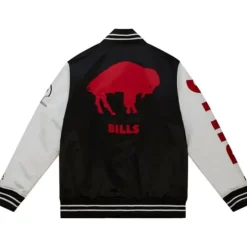 Men Mitchell & Ness Jackets & Outerwear-Team Origins Varsity Satin Jacket Buffalo Bills