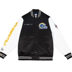 Men Mitchell & Ness Jackets & Outerwear-Team Origins Varsity Satin Jacket Los Angeles Rams