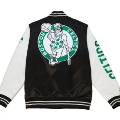 Men Mitchell & Ness Jackets & Outerwear-Team Origins Varsity Satin Jacket Boston Celtics