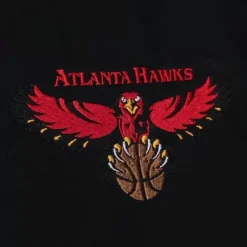 Men Mitchell & Ness Jackets & Outerwear-Team Origins Varsity Satin Jacket Atlanta Hawks