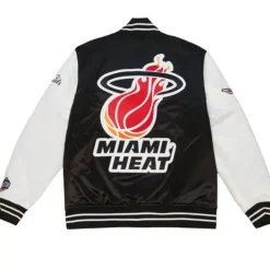 Men Mitchell & Ness Jackets & Outerwear-Team Origins Varsity Satin Jacket Miami Heat